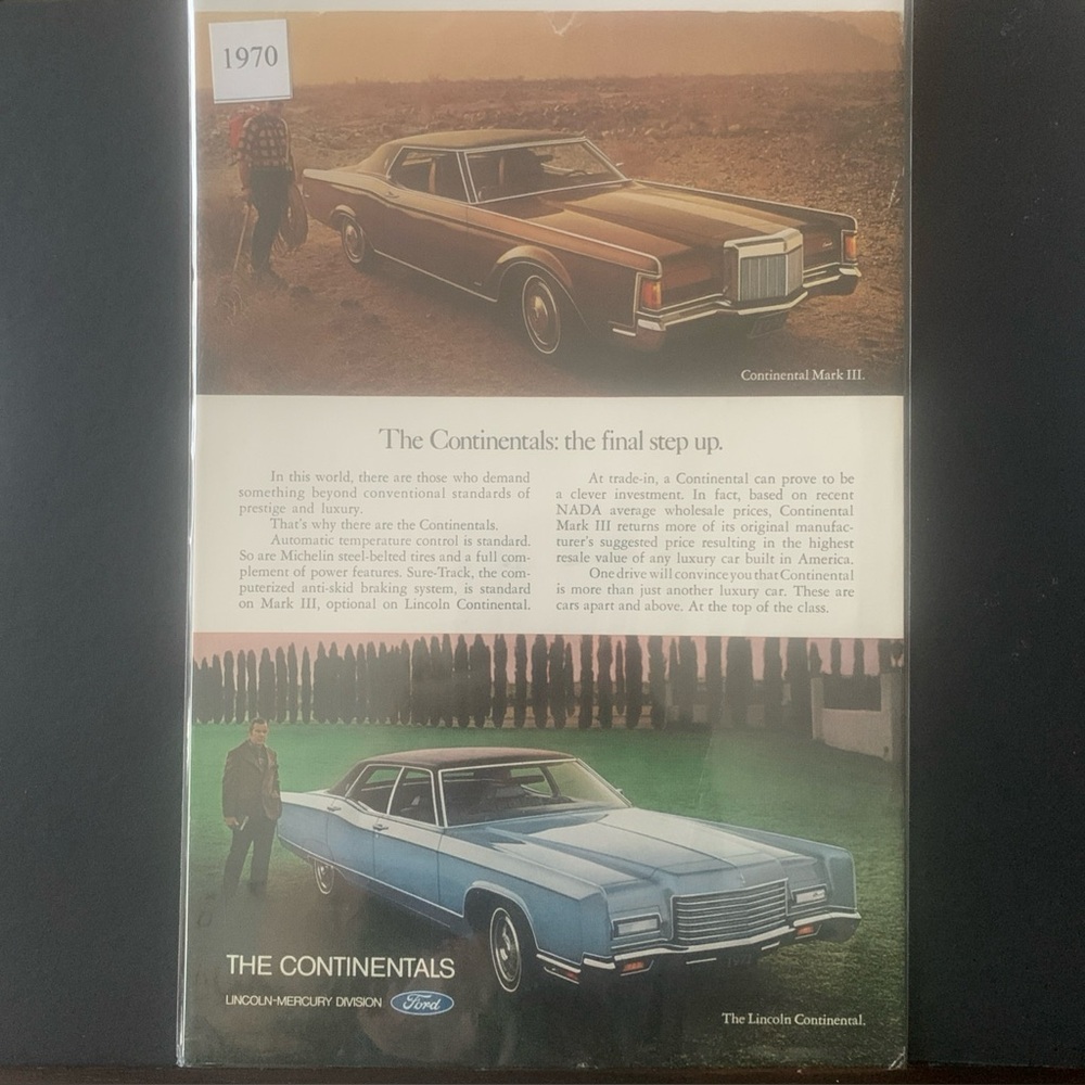 Vintage 1970 Ford Lincoln Mercury Continentals Final Step Up Ad Advertisement